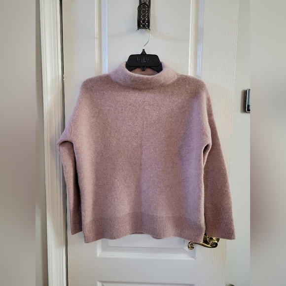 Vince Sweaters - Vince Plush Boiled Cashmere Funnel Neck Sweater Vintage Rose Pink Small $448